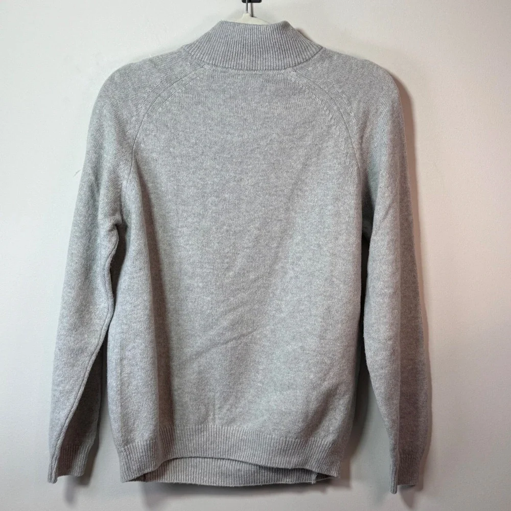 Glenmuir 1/4 Zip Sweater Men's Med Grey Lambswool Blend Houndstooth Golf Old $